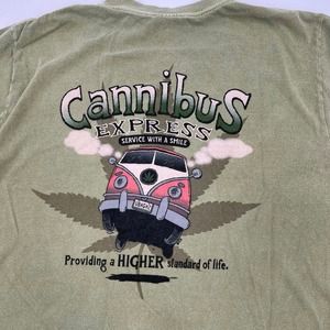 Crazy Shirts Army Green Hemp Dyed Cannibus Express Short Sleeve Mens‎ S